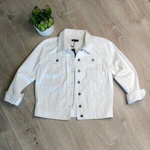 NWT SEE THRU SOUL White Button Front Denim Jean Jacket Women’s